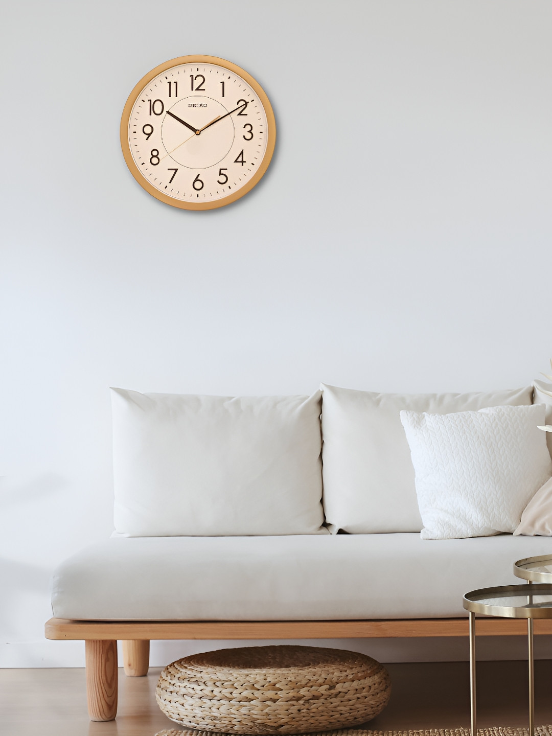 SEIKO Yellow & Cream Traditional Analogue Wall Clock