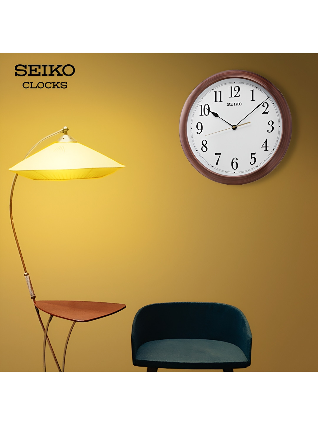 SEIKO Brown & White Traditional Analogue Wall Clock