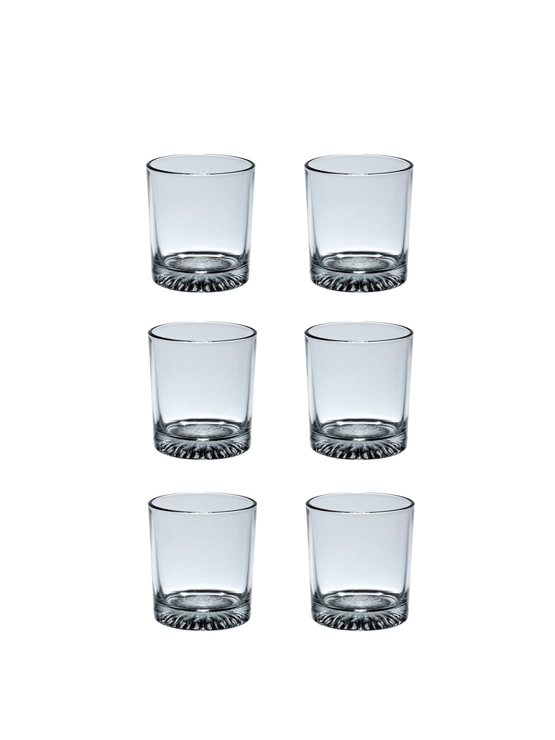 ceradeco Transparent 6 Pieces Round Shaped Glass Whisky Glass 300 ml Each