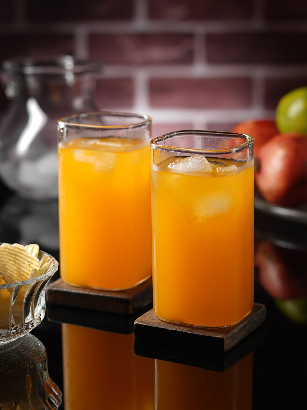 ceradeco Transparent 6 Pieces Square Shaped Water or Juice Glass 320 ml Each