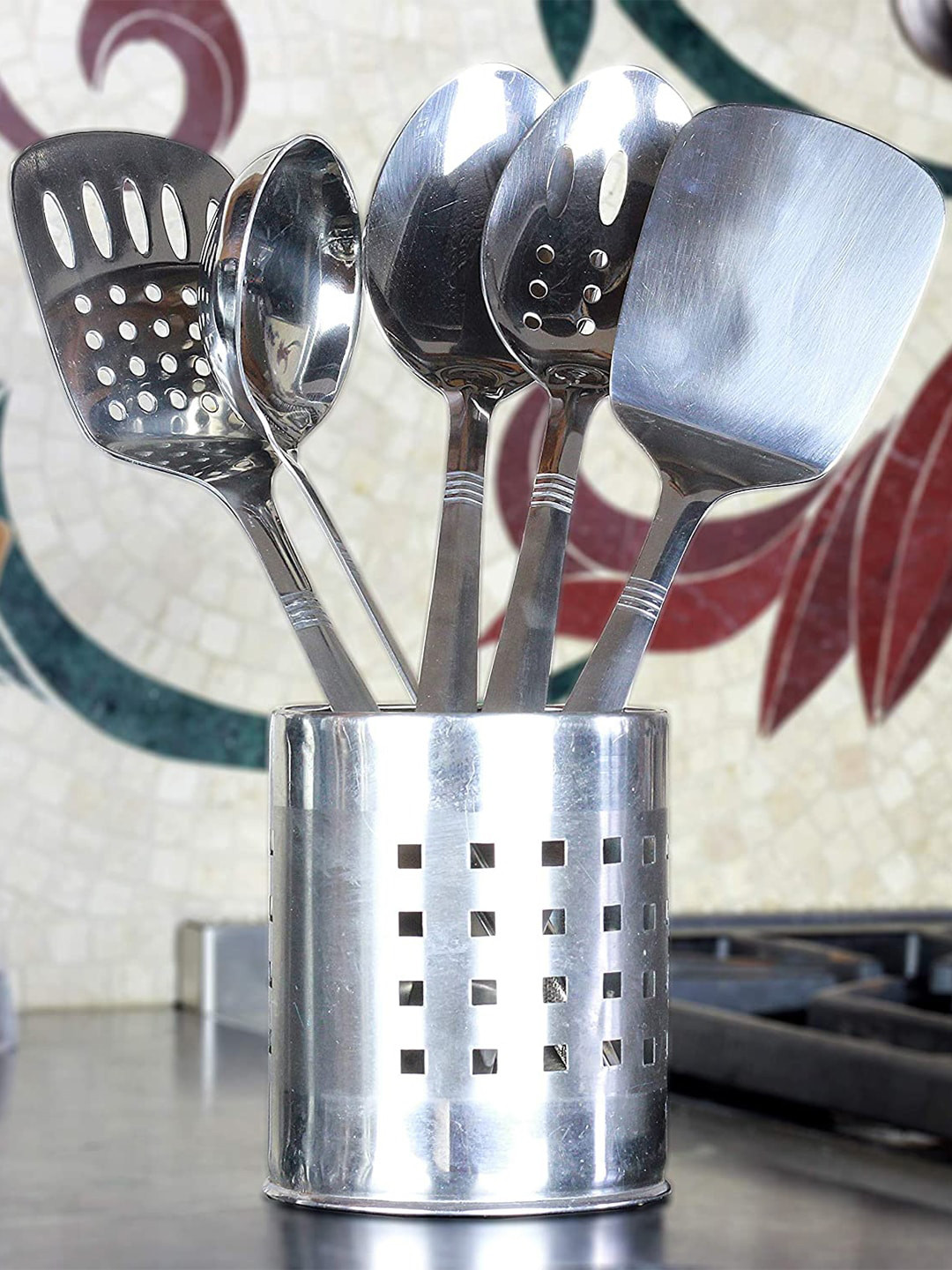 Kuber Industries 5 Pieces Stainless Steel Serving Spoon Set