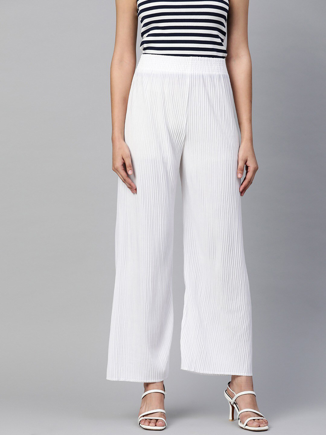 Readiprint Pleated Flared Palazzos