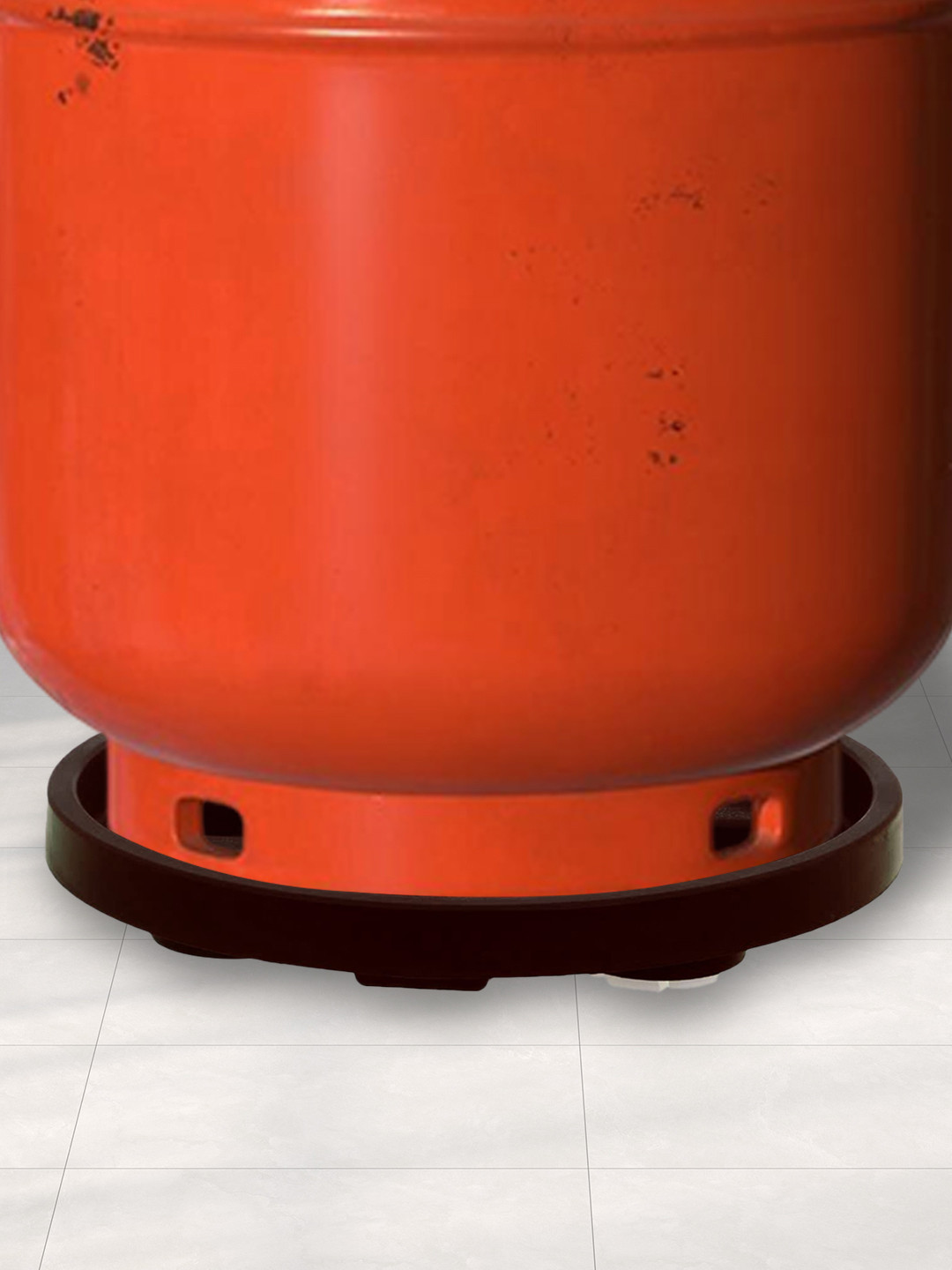 Kuber Industries Brown & White Round Shape Gas Cylinder Stand