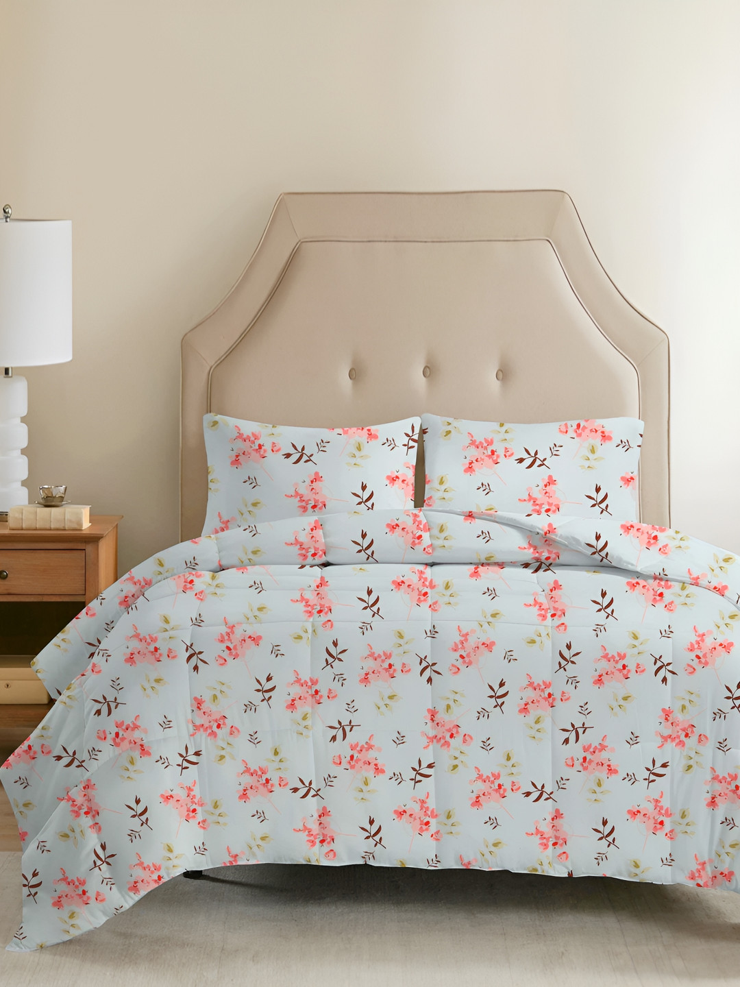 bsb home Blue & Red Microfiber Mild Winter 210 GSM Double Bed Comforter