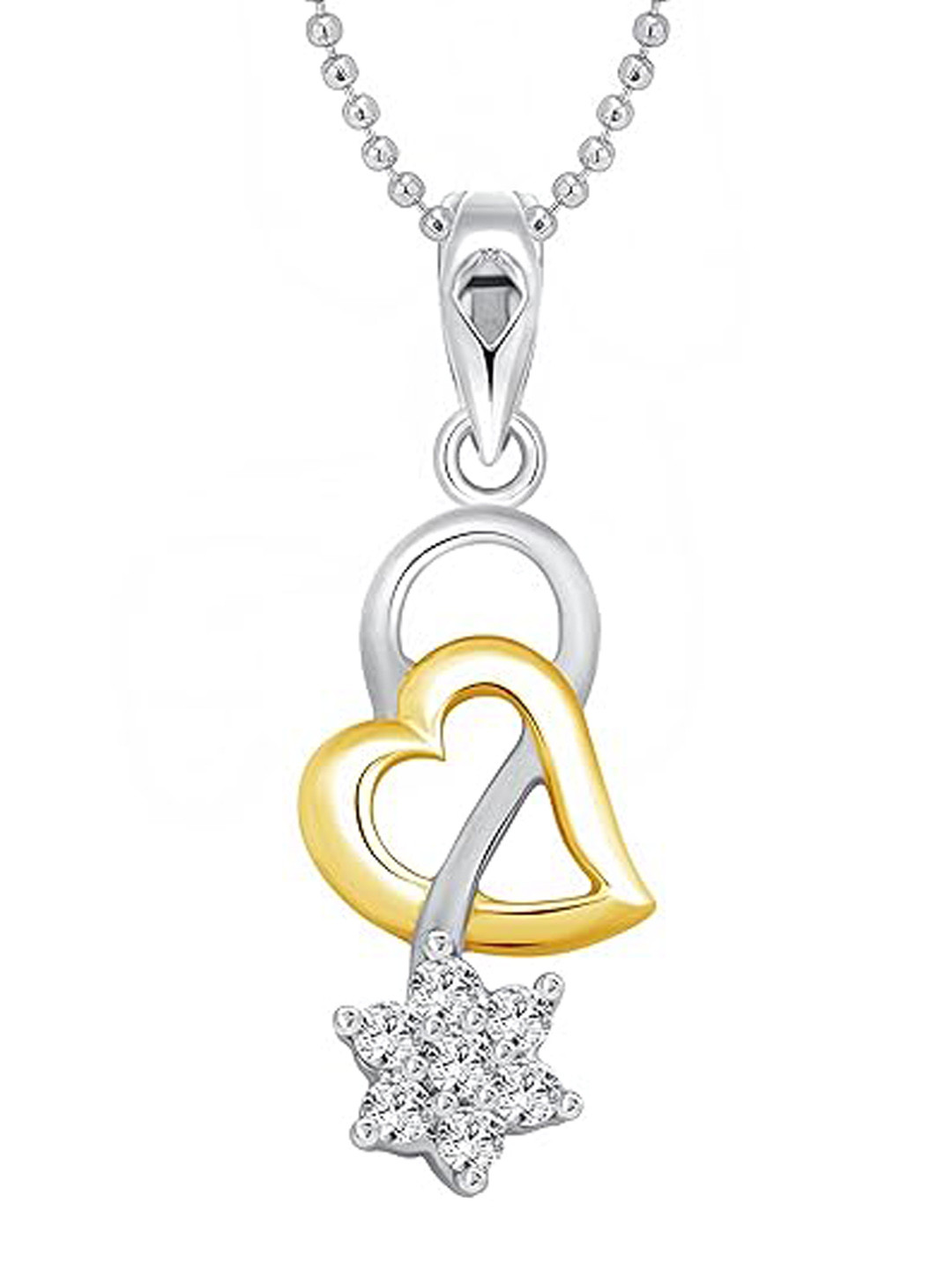 Vighnaharta Rhodium-Plated Heart Pendants with Chains