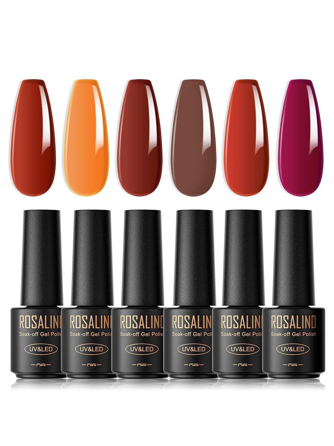 ROSALIND Set Of 6 UV & LED Soak Off Gel Polish - 7ml Each - RATC6-026