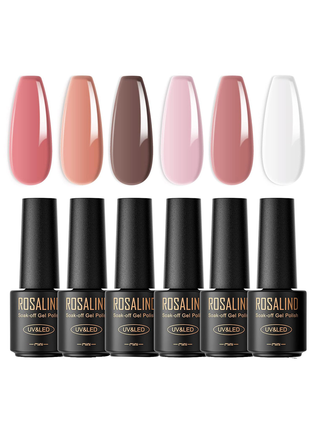 ROSALIND Set Of 6 Soak Off UV & LED Gel Nail Polish 7ml Each - RATC6-037