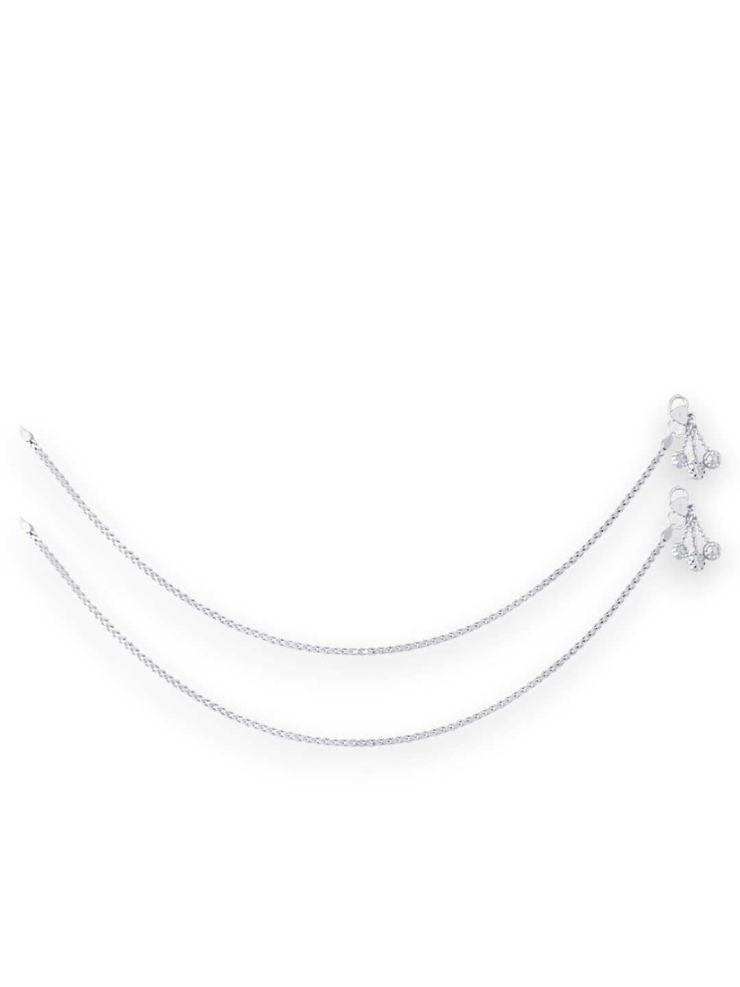 Taraash Set of 2 925 Sterling Silver Wheat Chain Anklets