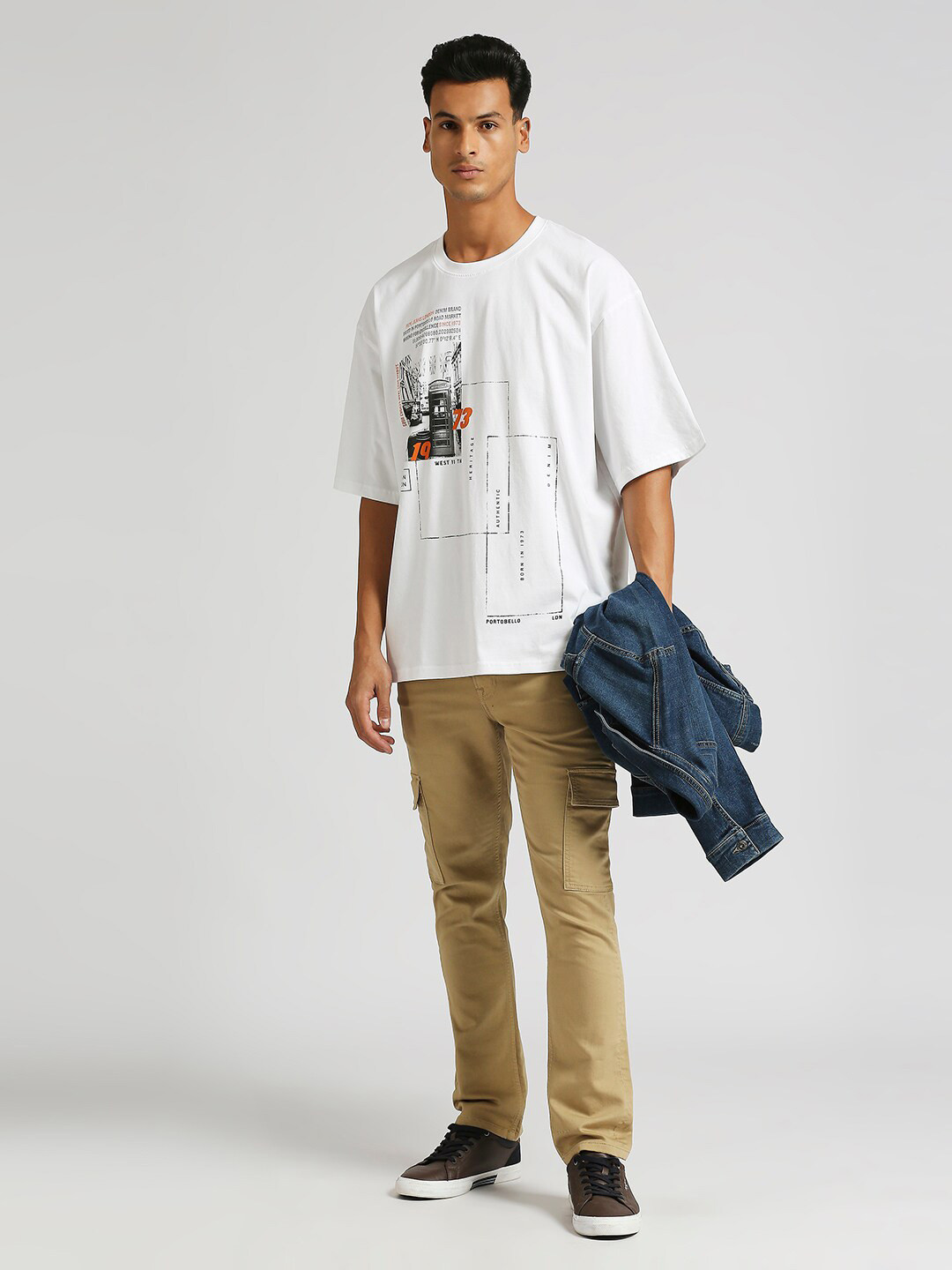 Pepe Jeans Walker Graphic Printed Drop-Shoulder Sleeves Pure Cotton Oversized T-shirt