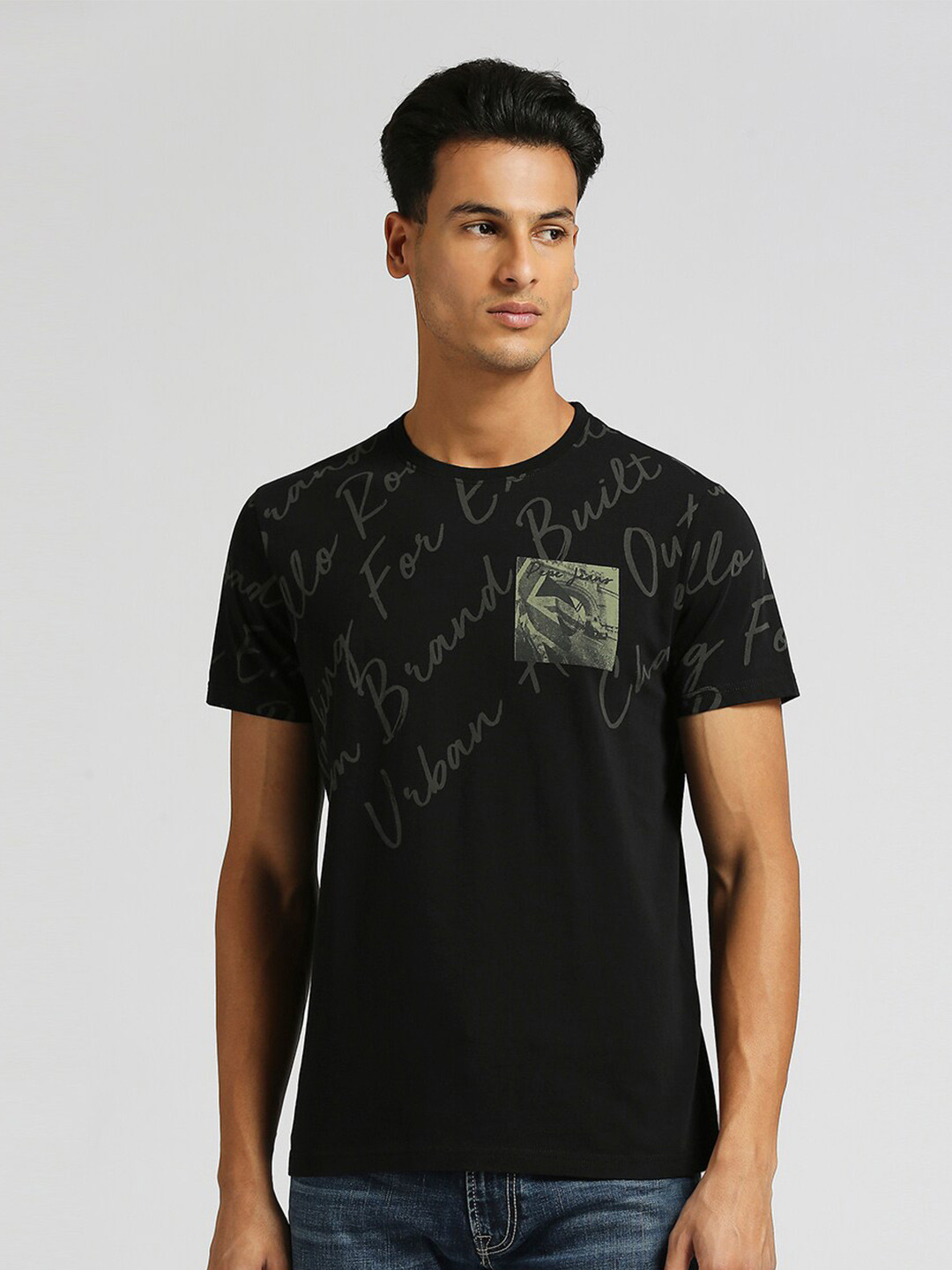 Pepe Jeans Vanko Union Typography Printed Pure Cotton Slim Fit T-shirt