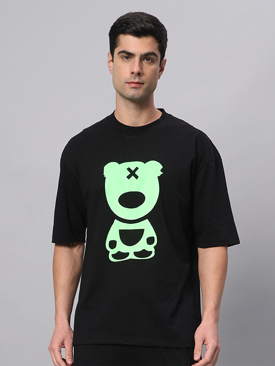 GRIFFEL Graphic Printed Round Neck Short Sleeves Baggy Cotton T-shirt