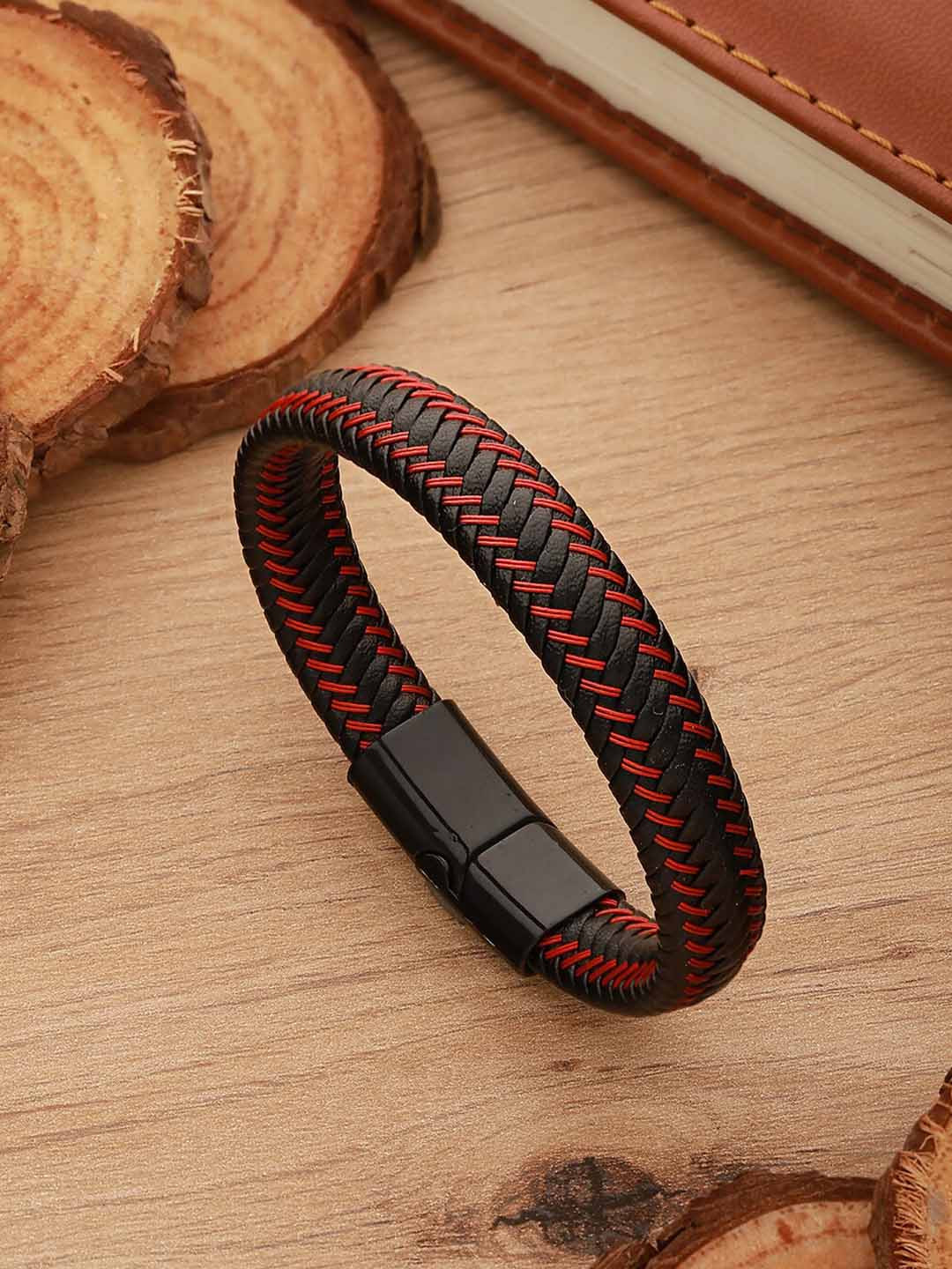 Jazz and Sizzle Men Leather Wraparound Bracelet