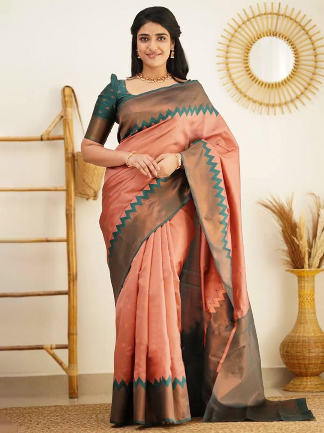 bansari textiles Woven Design Zari Art Silk Kanjeevaram Saree