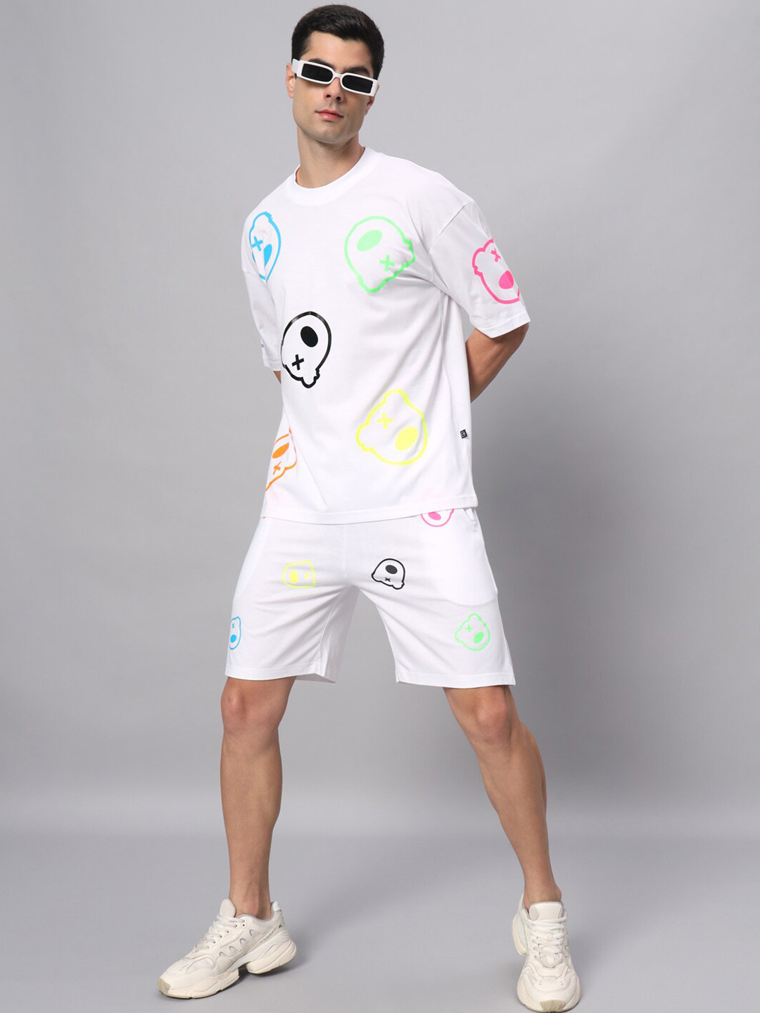 GRIFFEL Teddy Bear Printed Pure Cotton T-Shirt With Shorts