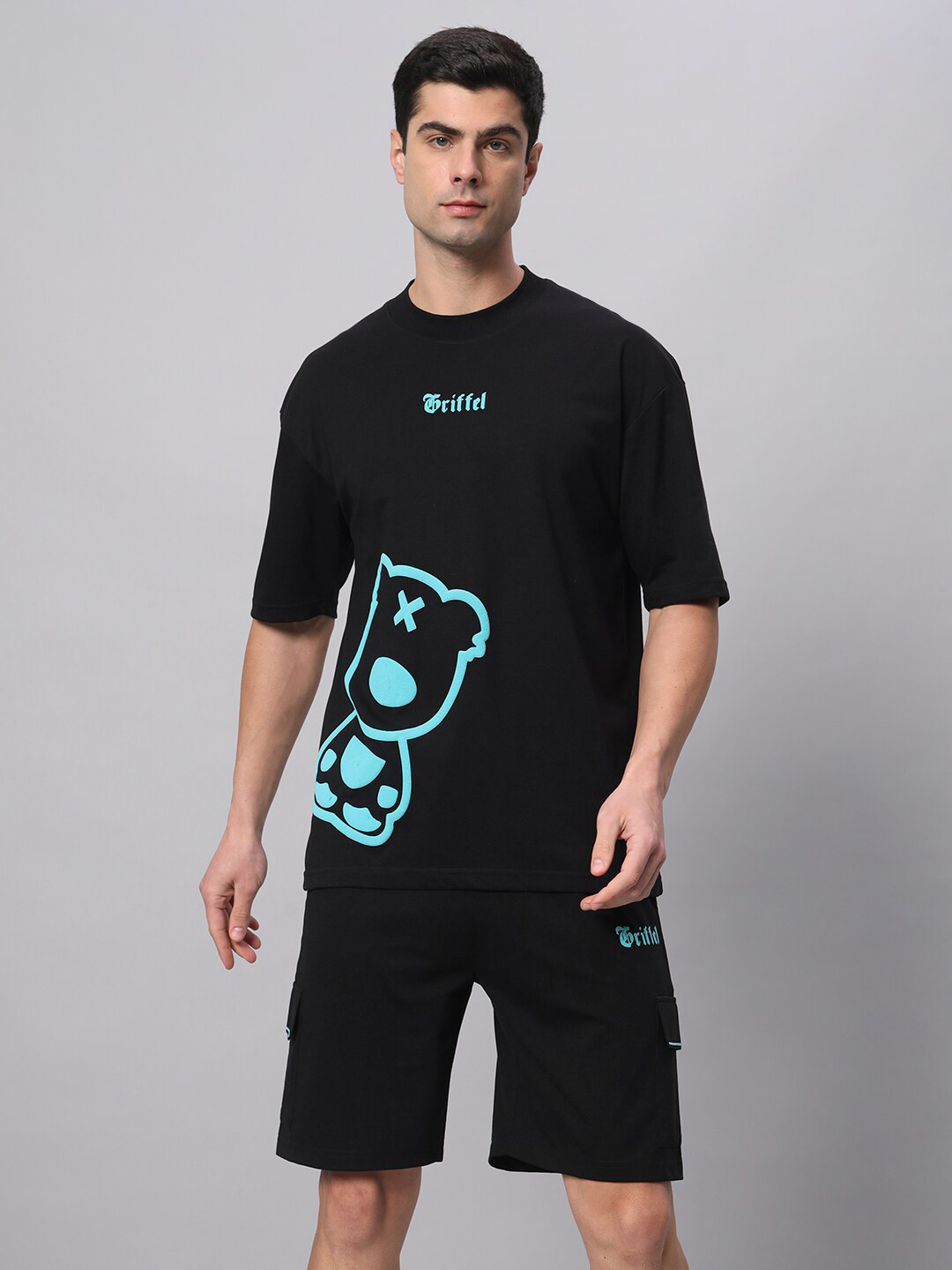 GRIFFEL Teddy Bear Printed Pure Cotton T-shirt & Shorts