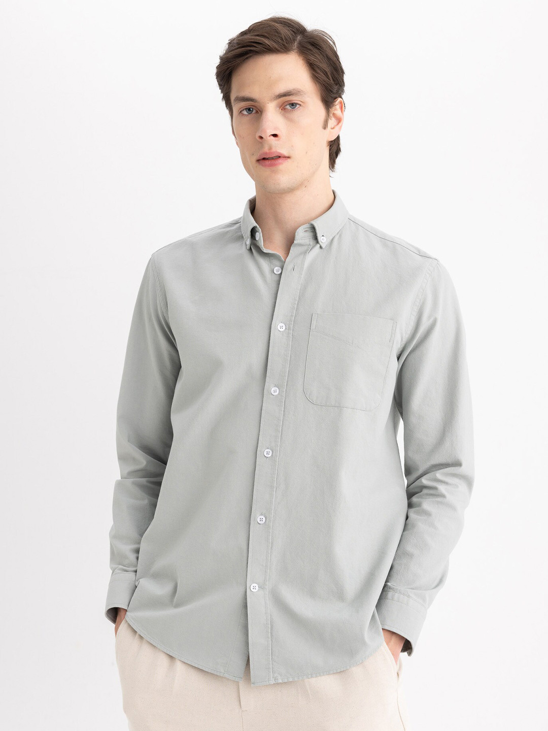 DeFacto Button-Down Collar Pure Cotton Casual Shirt