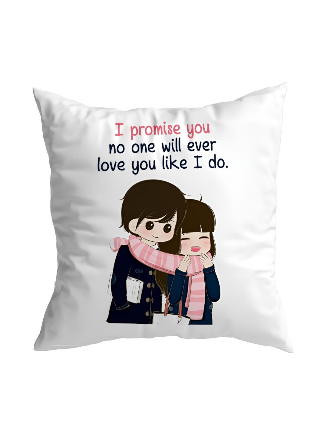 ARTBUG White & Black Printed Square Pre-Filled Cushion With Filler