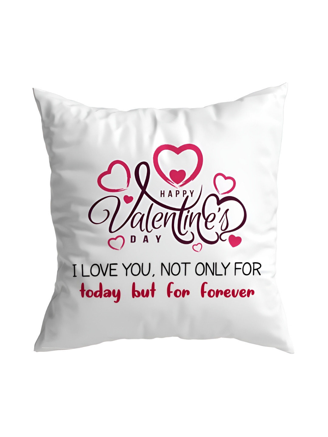 ARTBUG White & Red Printed Square Filled Cushion With Cover