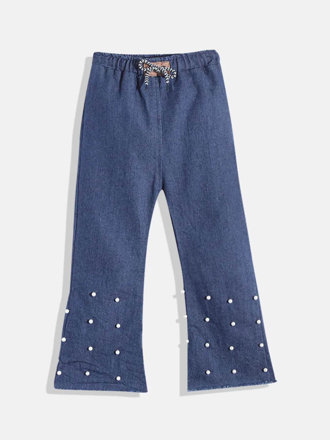 MANZON Girls Bootcut Cotton Embellished Jeans