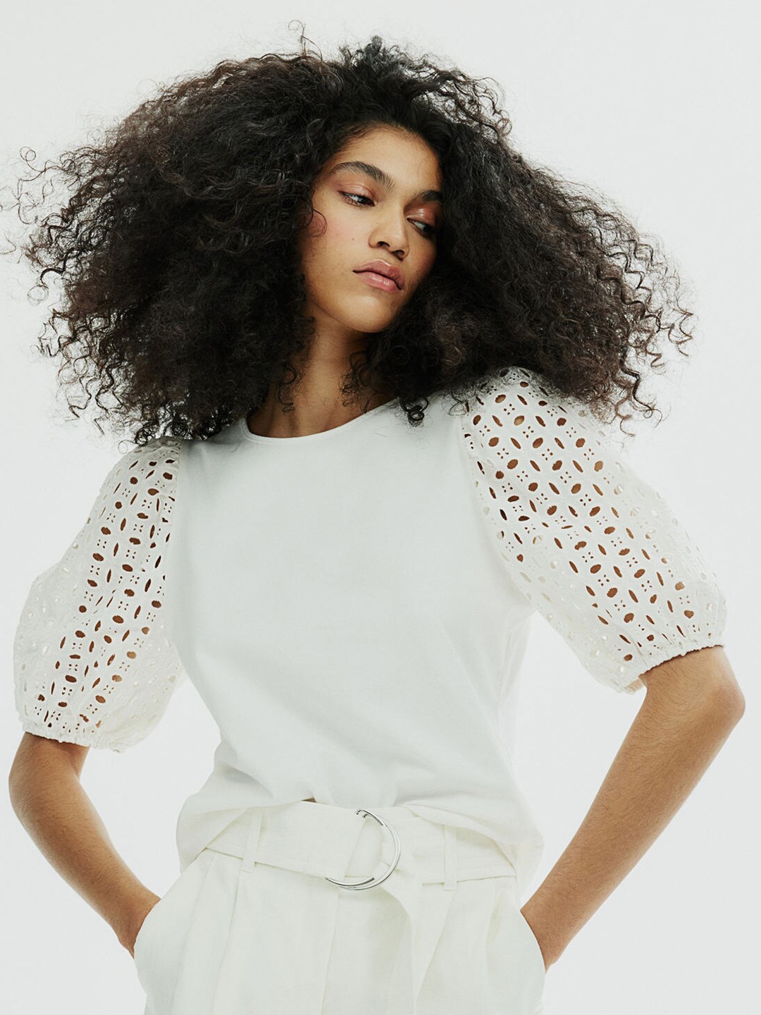 H&M Puff Sleeved Top - Tops for Women 28176630 | Myntra