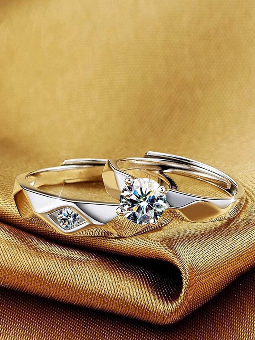 Mahi Her King and His Queen Adjustable Couple Finger Ring