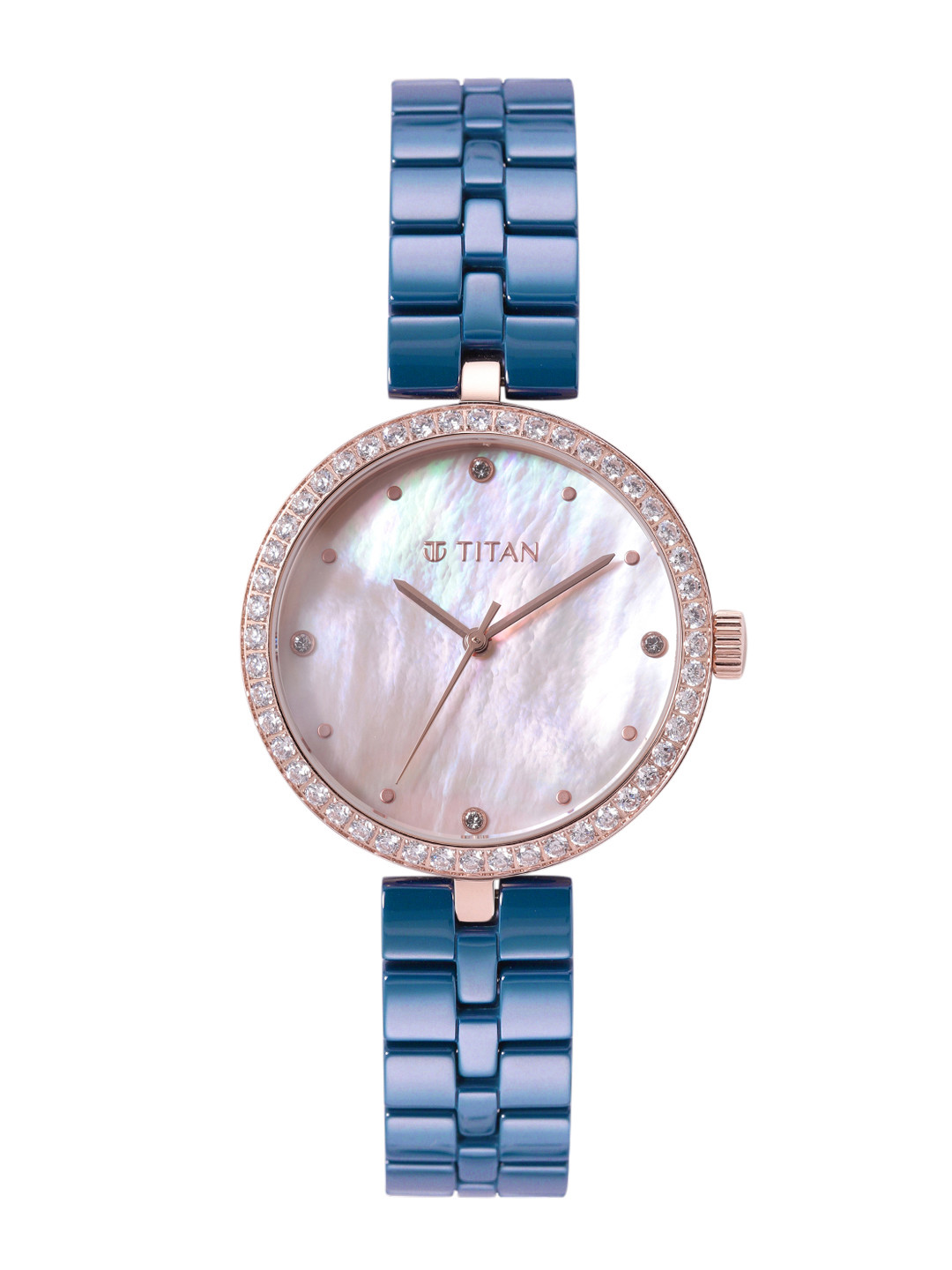 Titan Women Purple Mother of Pearl Ceramic Bracelet Style Analogue Watch 95215KC03-Pink