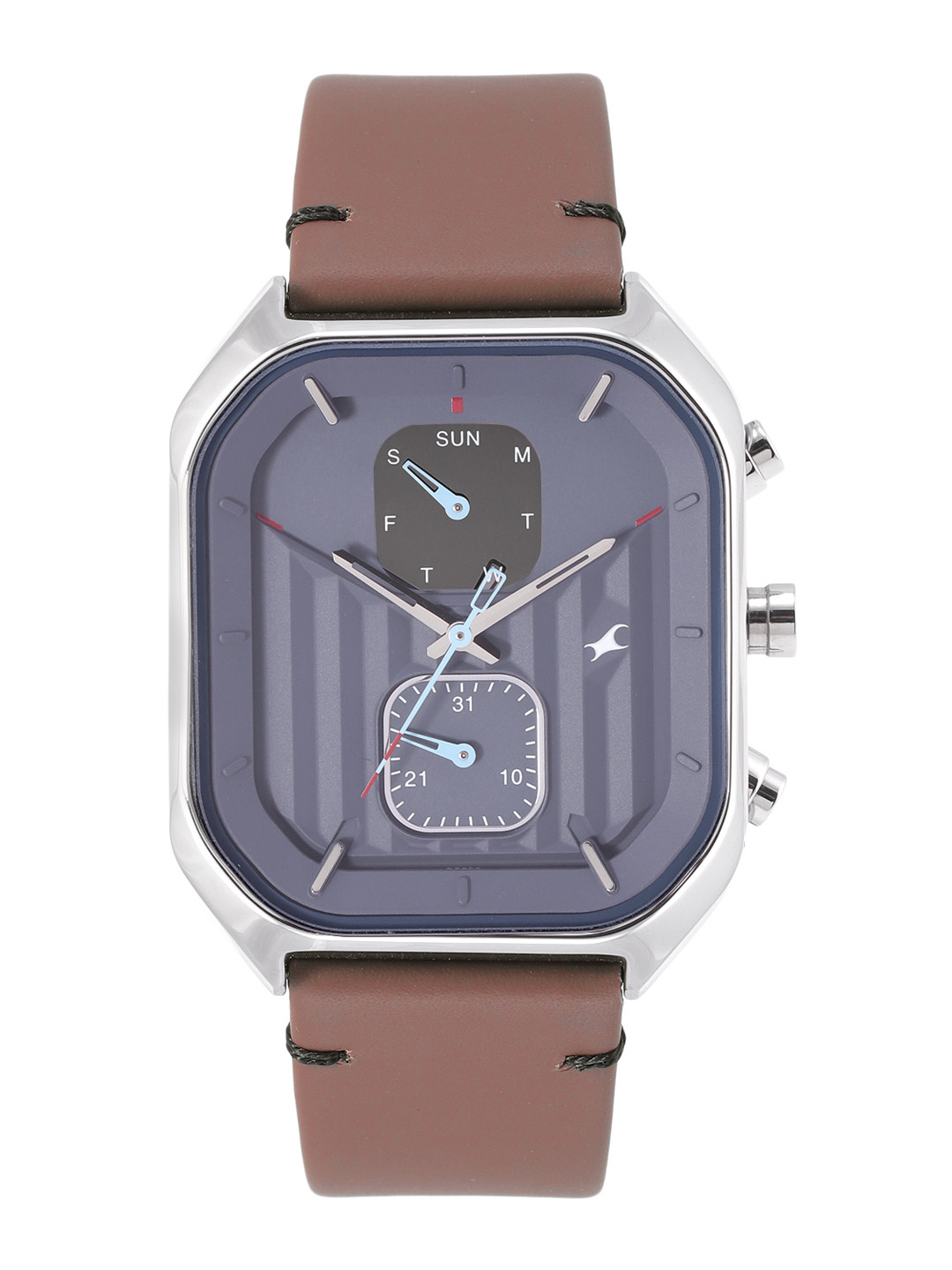 Fastrack Men Slay Day-Date Leather Straps Analogue Watch 3270SL04