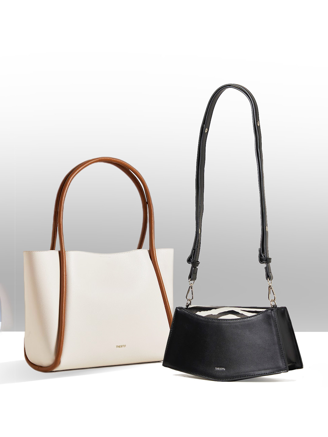 THESTO Set Of 2 Textured Structured Shoulder Bags