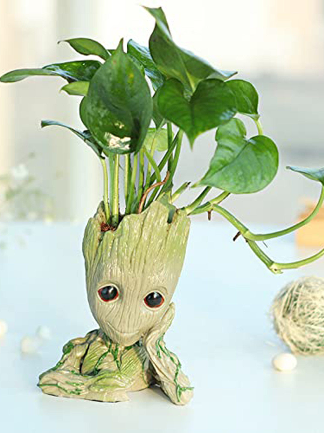 Floweraura Green Decorative Air Purifying Money Indoor Plant & Groot Pot Vase