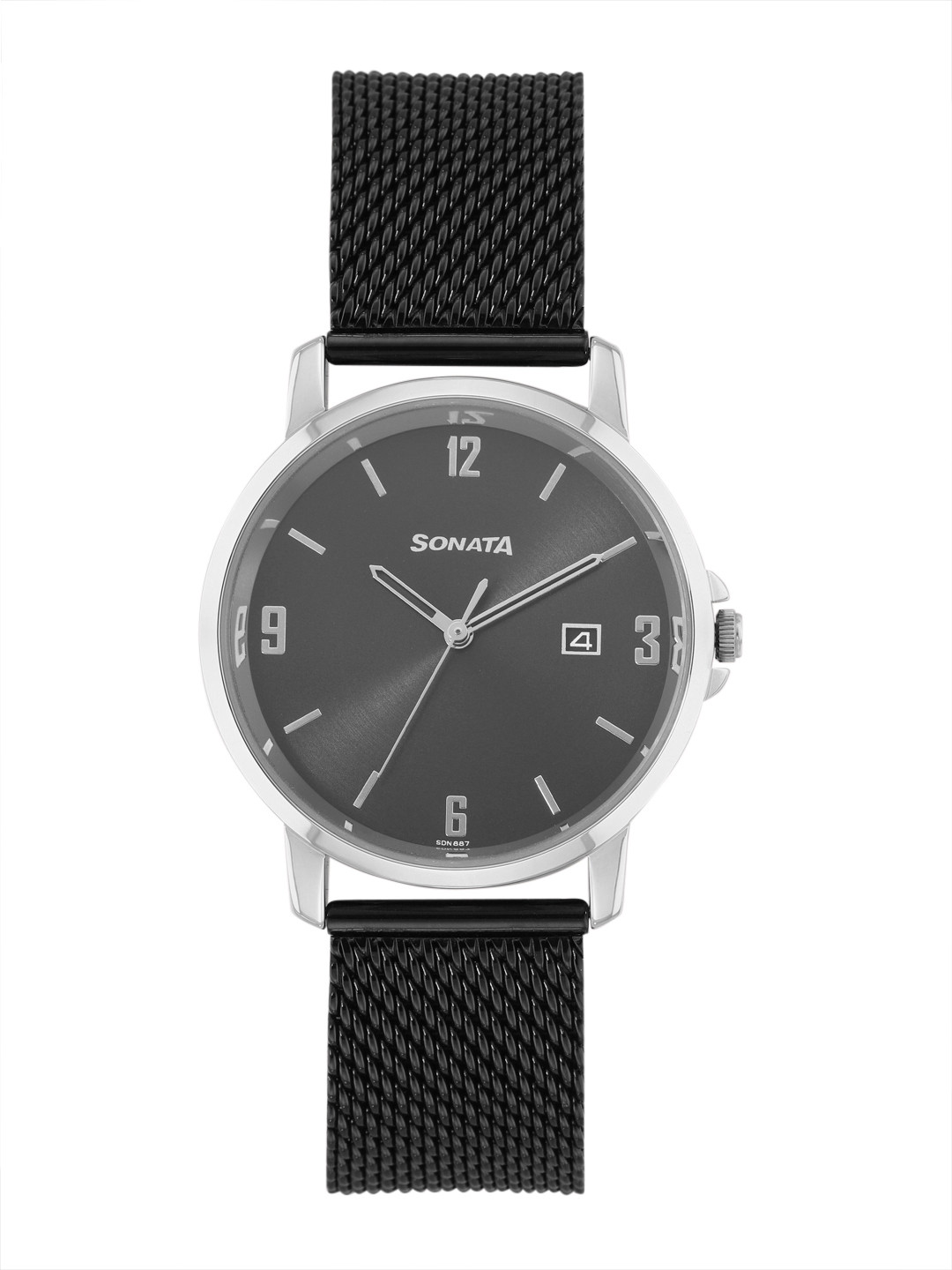 Sonata Men Essen Bracelet Style Analogue Watch 77083KM01-Black