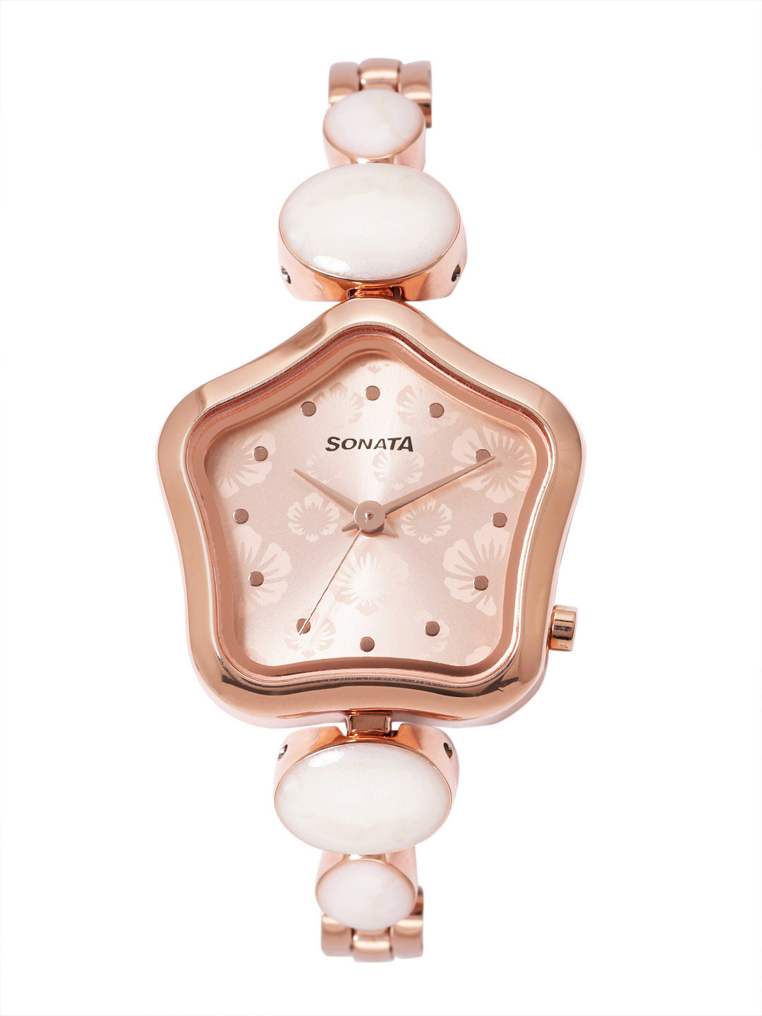 Sonata Women Printed Dial & Stainless Steel Bracelet Style Straps Analogue Watch 8185WM02