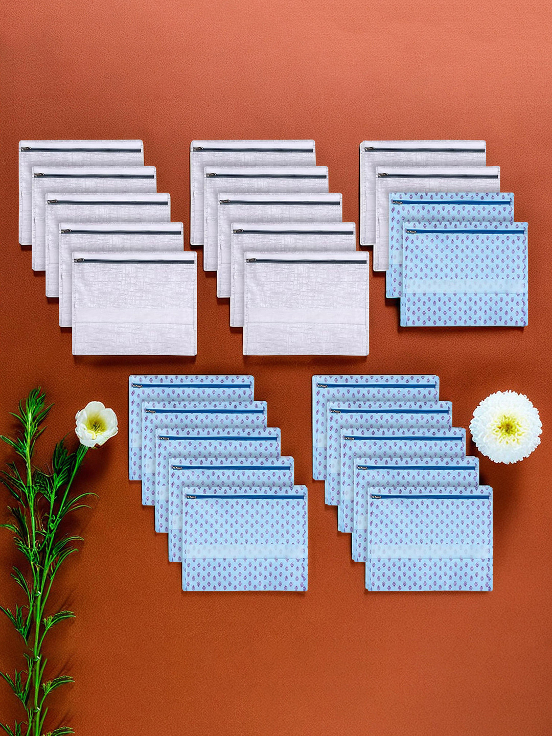 Kuber Industries Grey 24 Pieces Reusable Saree Cloth Bag Organisers