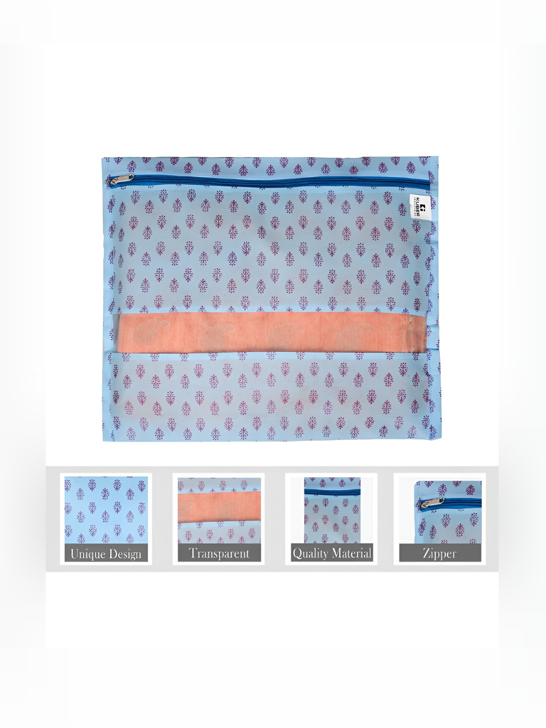 Kuber Industries Blue 25 Pieces Printed Reusable Saree Organisers