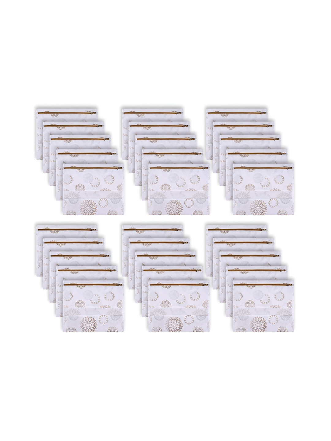 Kuber Industries White & Beige 30 Pieces Printed Reusable Saree Organisers