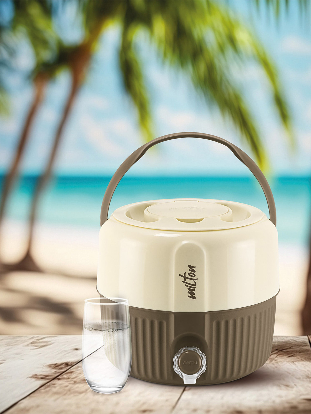 Milton Cream & Brown Brown Kool Pristine 7 Insulated Plastic Water Jug 5.25 Litres