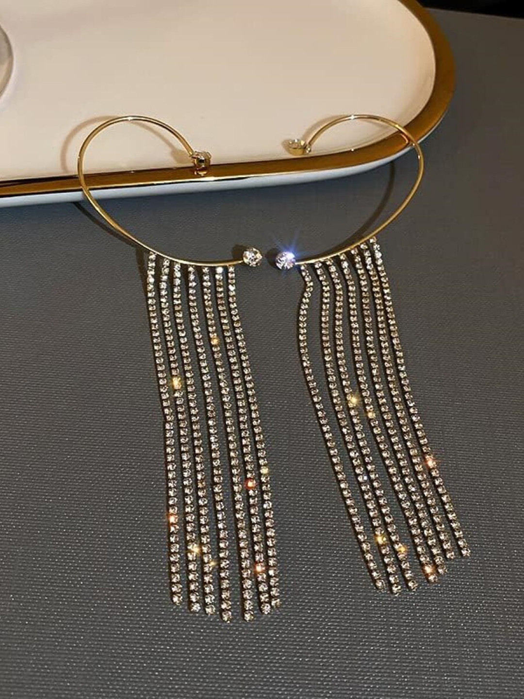 EL REGALO Alloy Stone Studded Chandelier Contemporary Drop Earrings