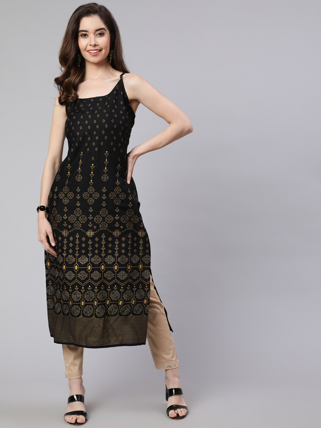 SAK JAIPUR Ethnic Motifs Printed Shoulder Strap Straight Kurta