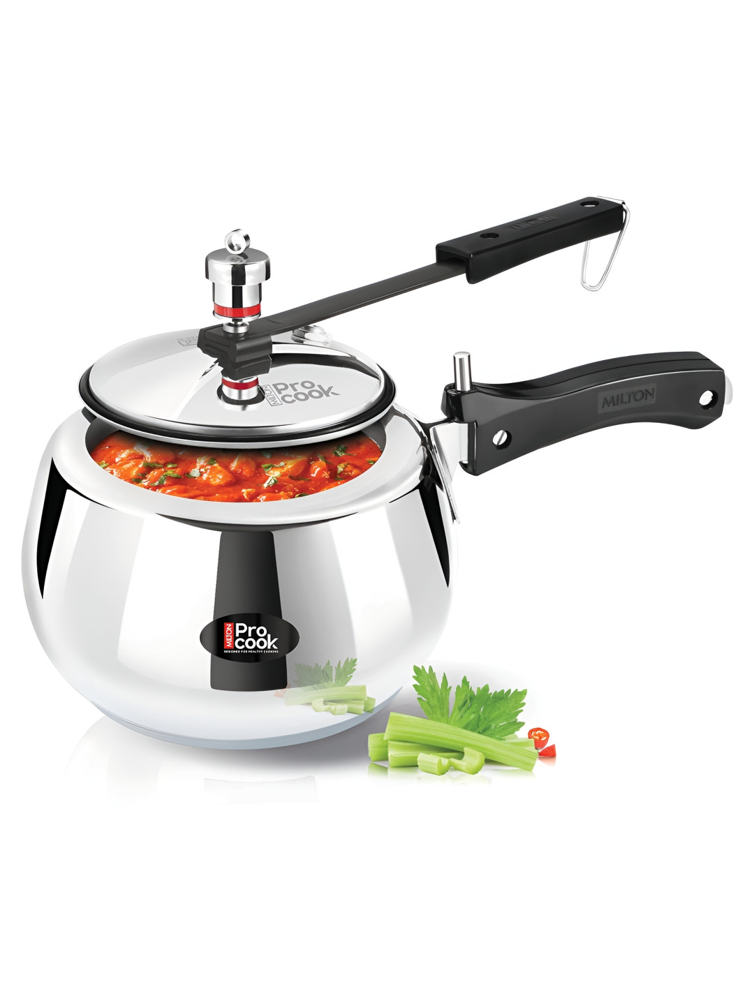 Milton Pro Cook Silver Stainless Steel Induction Base Inner Lid Pressure Cooker-3 L