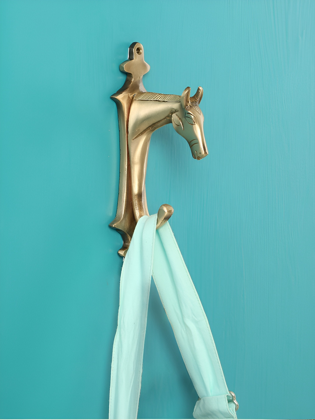 Two Moustaches Gold Toned Horse Head Design Key Holder