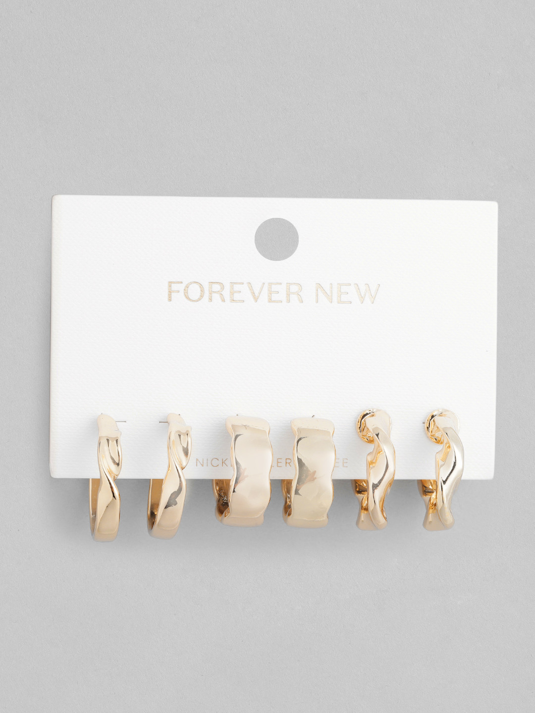 Forever New Set of 3 Gold-Plated Circular Hoop Earrings