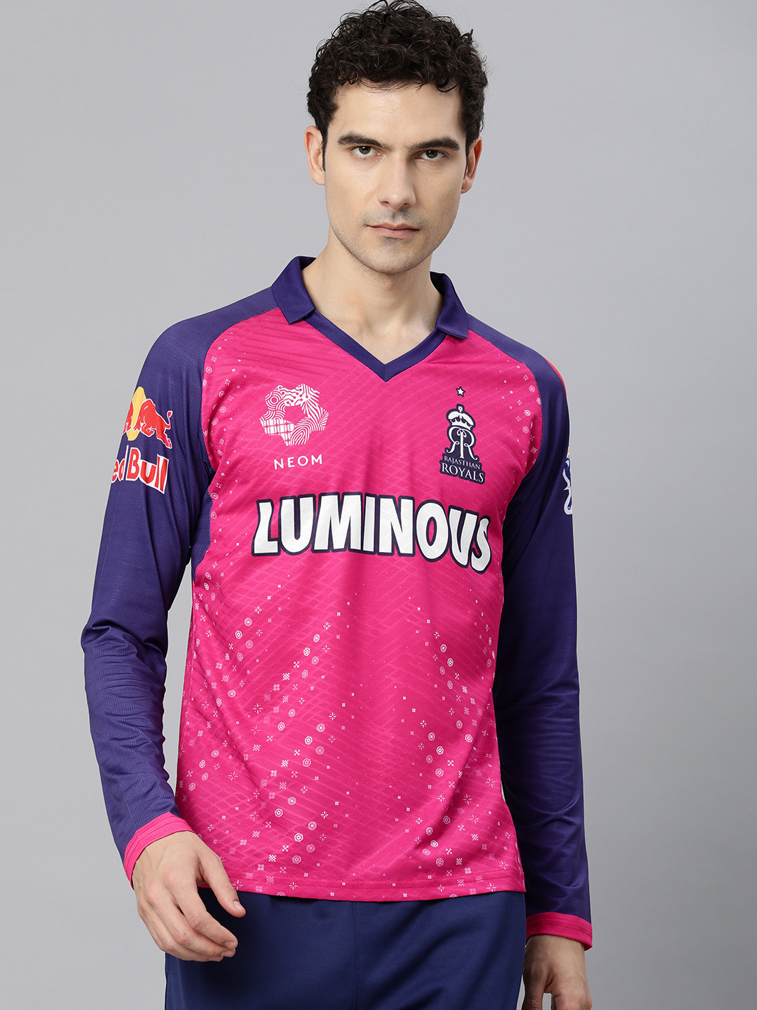 playR Men Printed Polo Collar Dri-FIT RR Official Match Jersey Plain T-shirt 2024