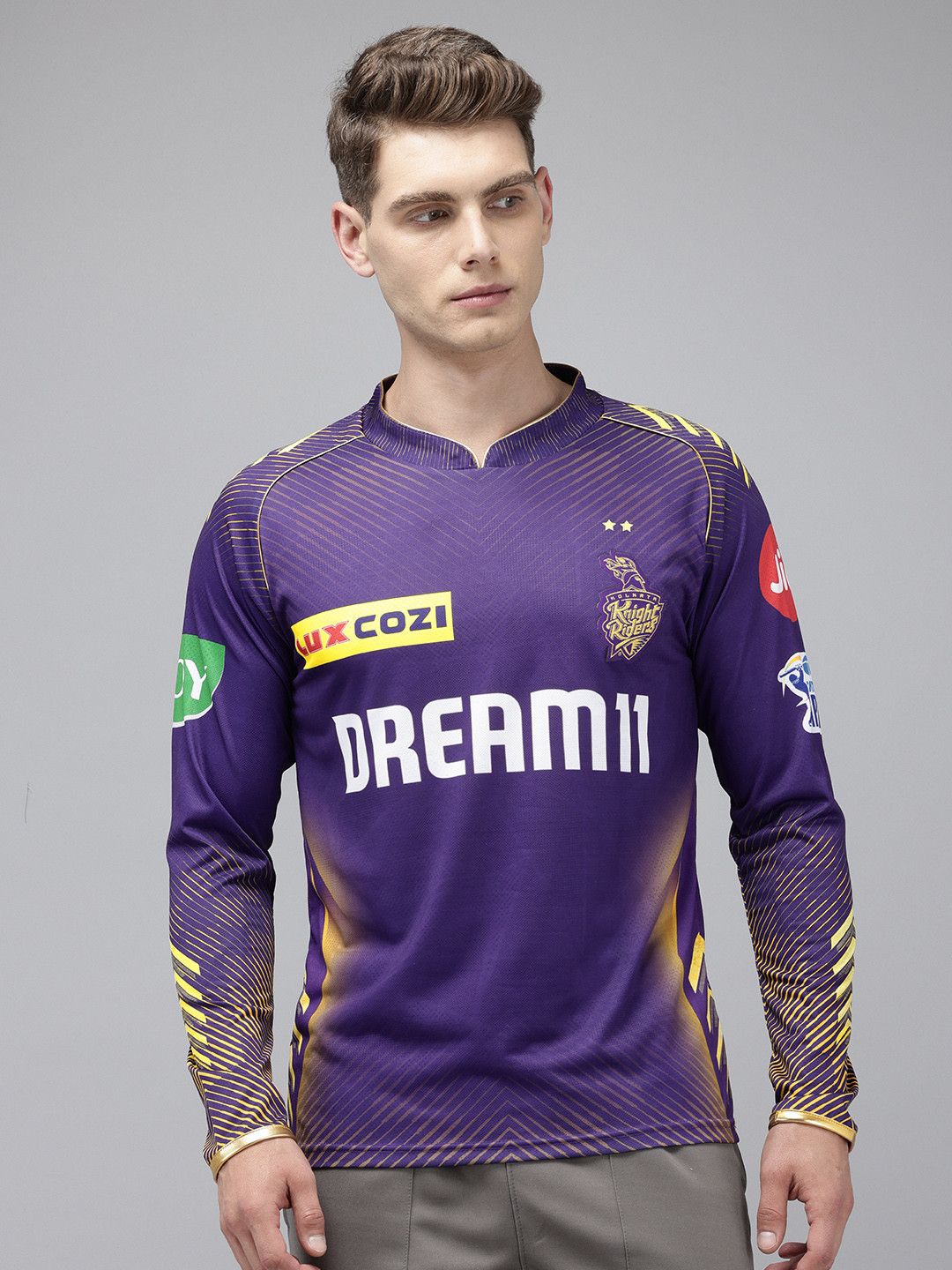 playR KKR Official Match Printed Mandarin Collar Dri-FIT  Jersey T-shirt