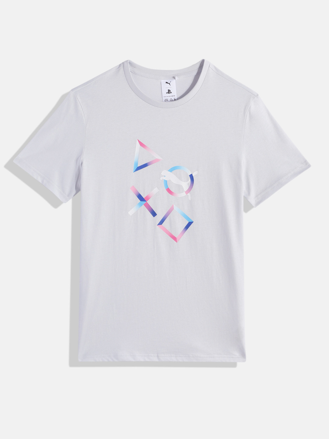 Puma x Playstation Boys Youth Geometric & Brand Logo Print Knitted Pure Cotton T-shirt