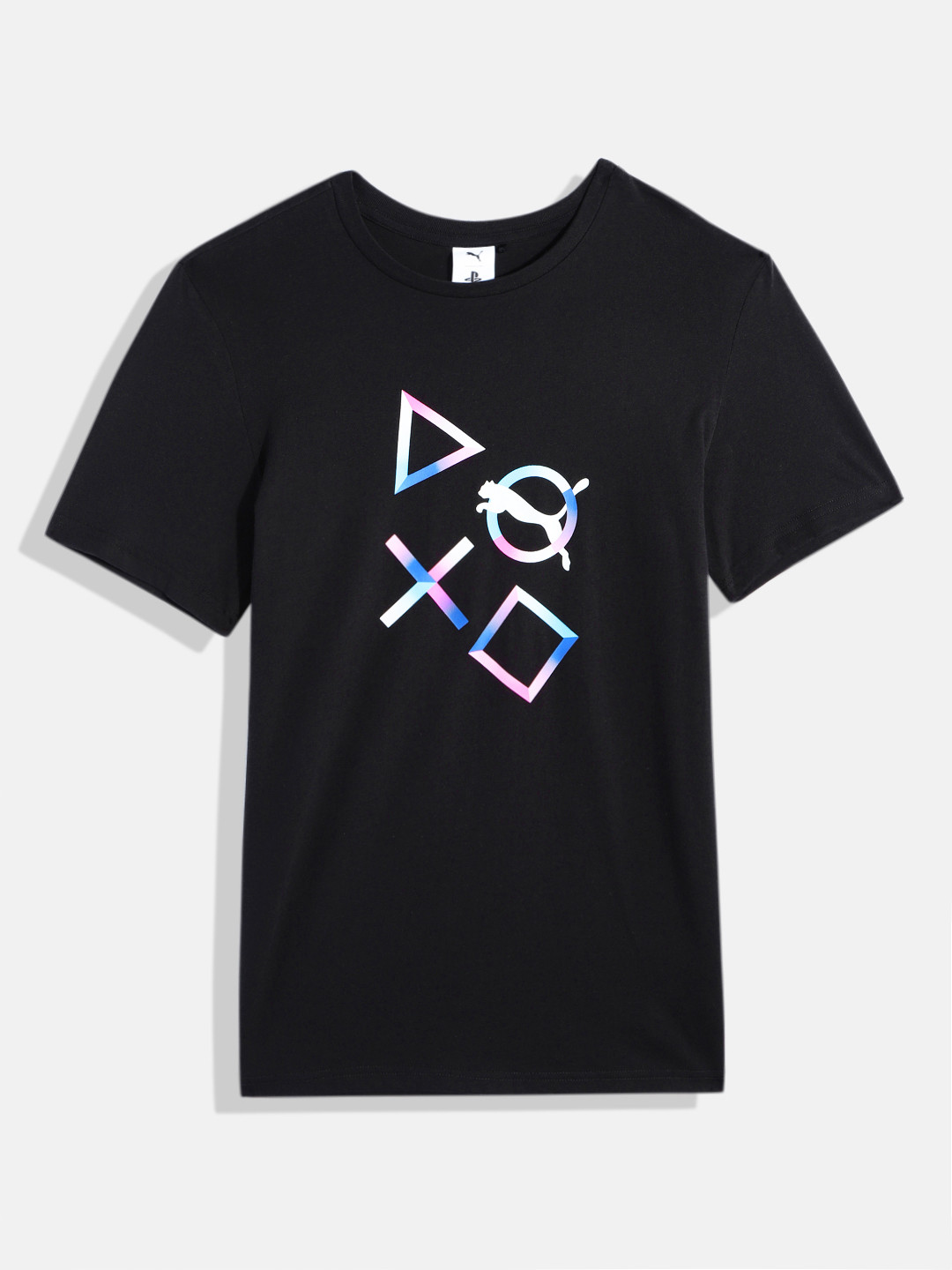 Puma x Playstation Boys Geometric & Brand Logo Print Youth Pure Cotton T-shirt