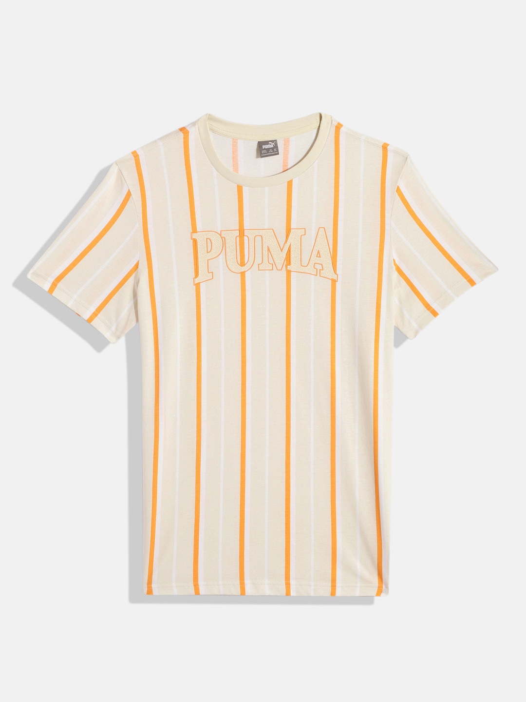 Puma Boys Squad Summer Youth Multi Stripes & Brand Logo Print Knitted Pure Cotton T-shirt