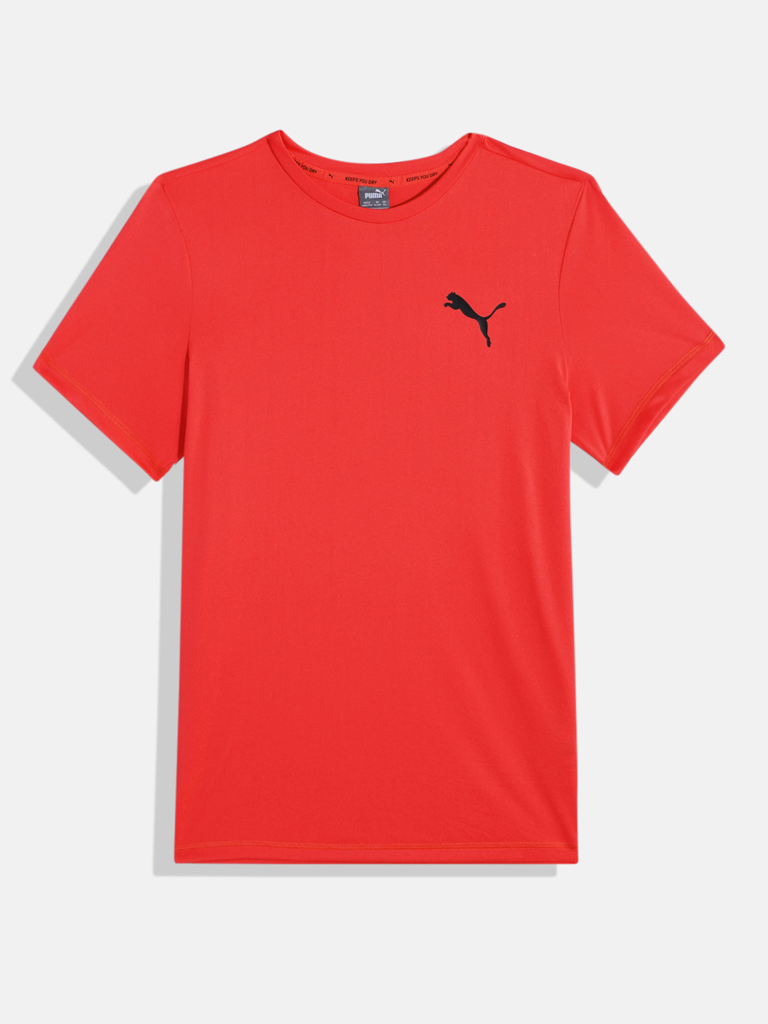 Puma Boys Solid Active Small Logo Print DryCell Sports T-shirt