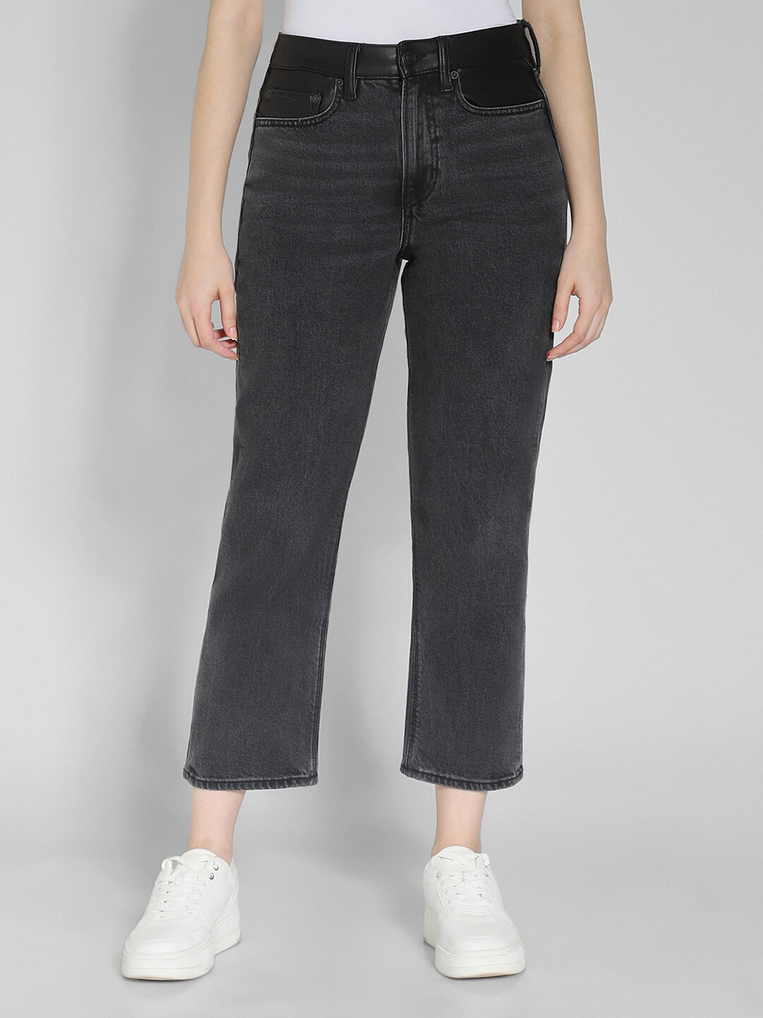 AMERICAN EAGLE OUTFITTERS Women High-Waisted Ankle Straight Cropped Stretchable Jeans