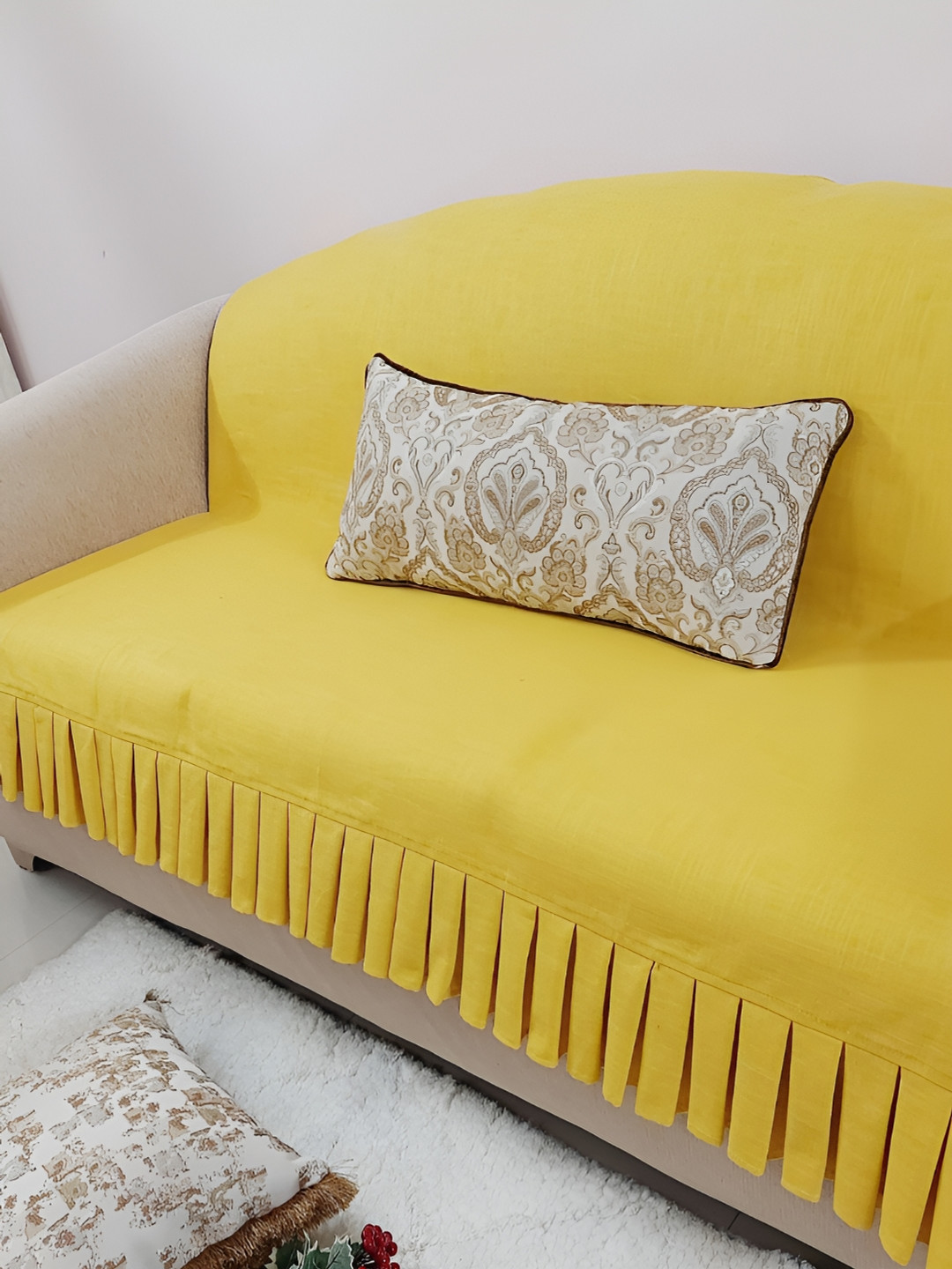 THROWPILLOW Yellow Anti Slip Sofa Cover