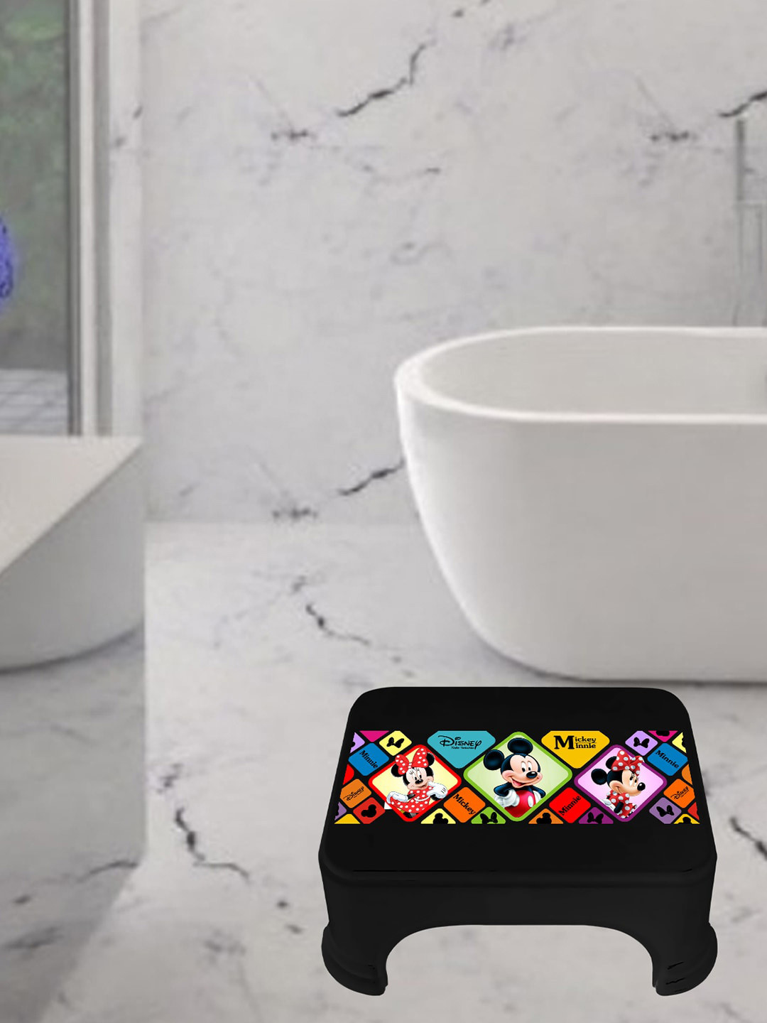 Kuber Industries White & Black 3 Pieces Abstract Classic Glossy Step Stool