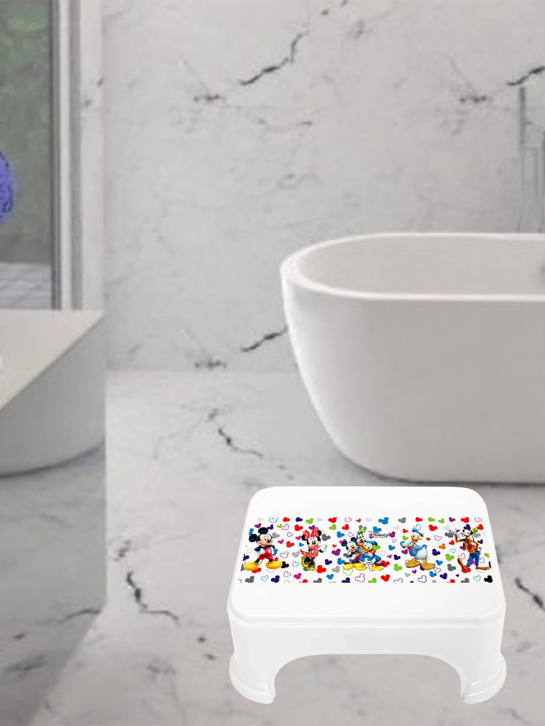 Kuber Industries White 2 Pieces Classic Glossy Step Stool Bathroom Accessories